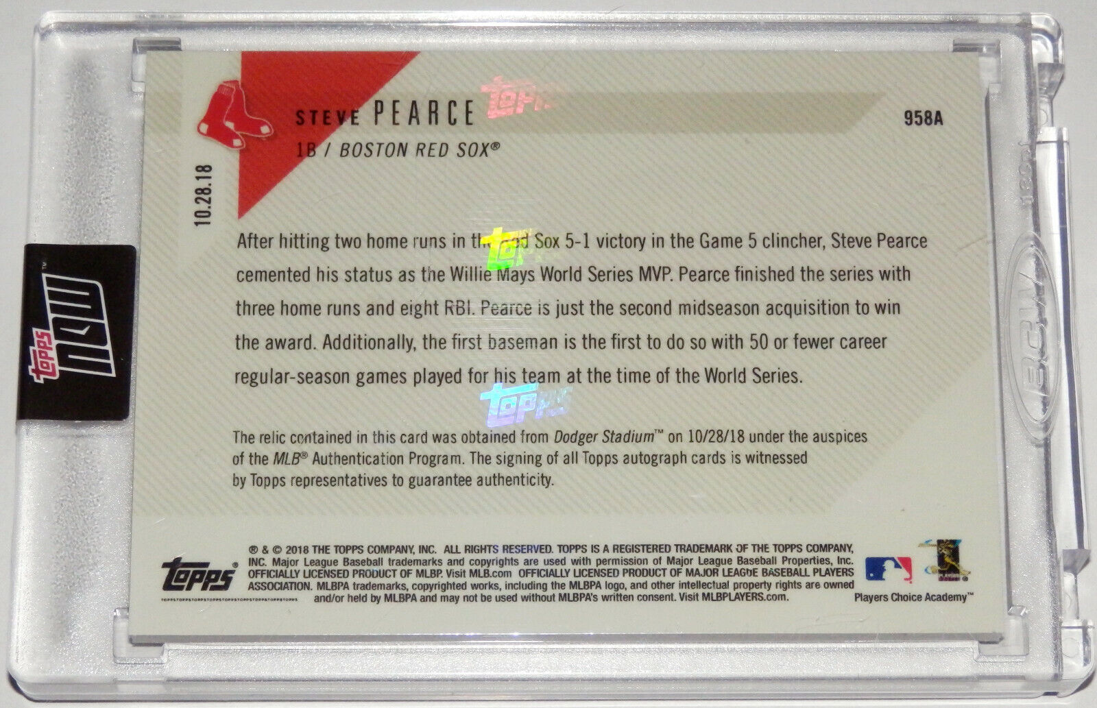 Steve Pearce Autograph Baseball World Series 2018 logo - New