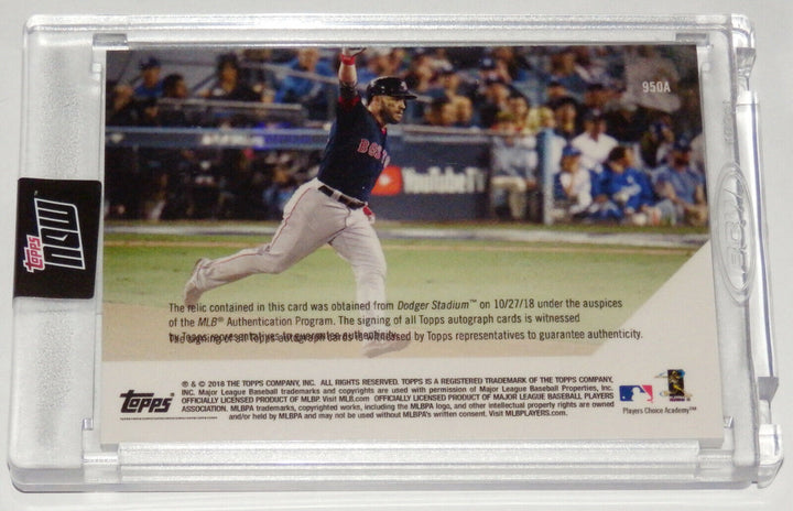 2018 STEVE PEARCE SIGNED GAME USED WORLD SERIES DODGERS BASE TOPPS NOW CARD 950A Image 3
