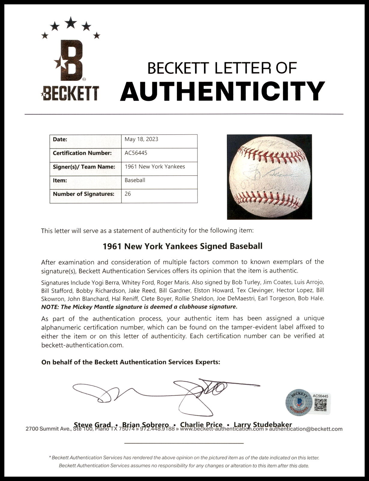 YOGI BERRA SIGNED AUTOGRAPHED BASEBALL With Seal Of Authenticity NY Yankees