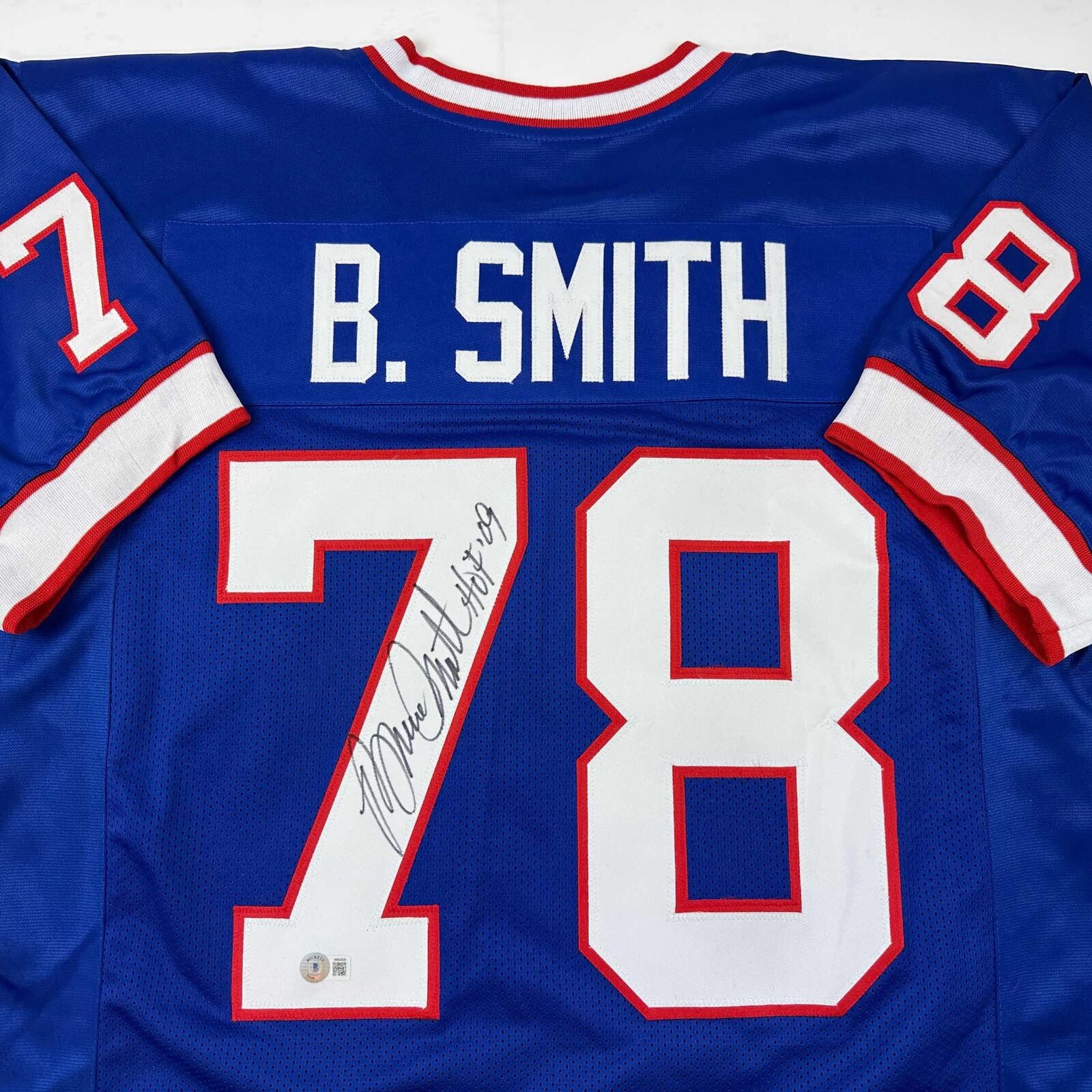 Autographed/Signed Bruce Smith HOF 09 Buffalo Blue Football Jersey Bec –  CollectibleXchange