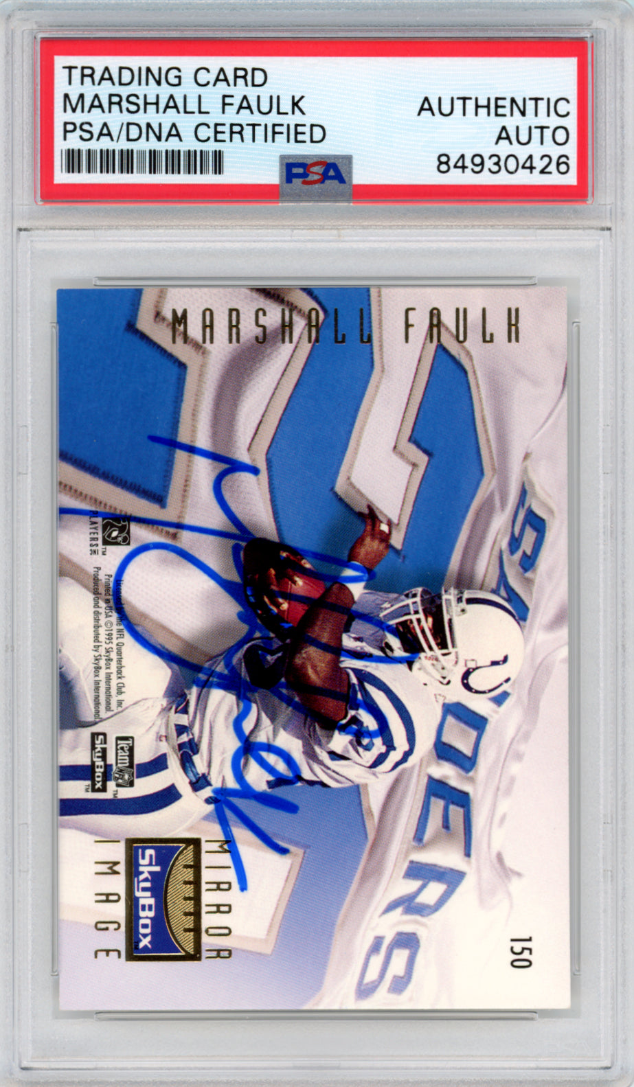 Autographed MARSHALL FAULK 8X10 Indianapolis Colts photo JSA