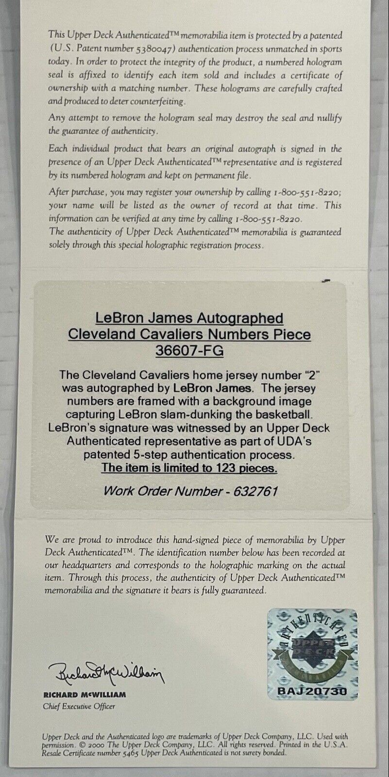 LeBron James Rookie Signed Cleveland Cavaliers Jersey UDA Upper Deck COA