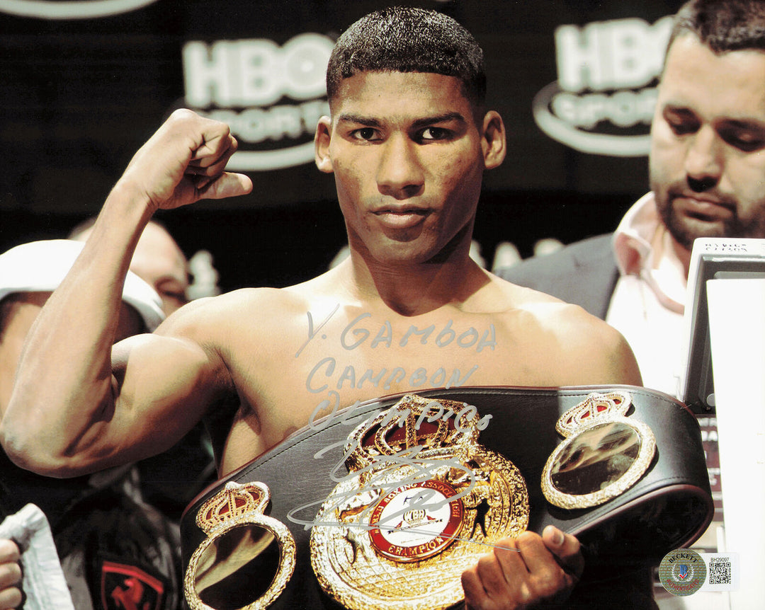 Yuriorkis Gamboa Autographed 8x10 Photo "Campeon Olimpico" Beckett QR #BH29097 Image 1