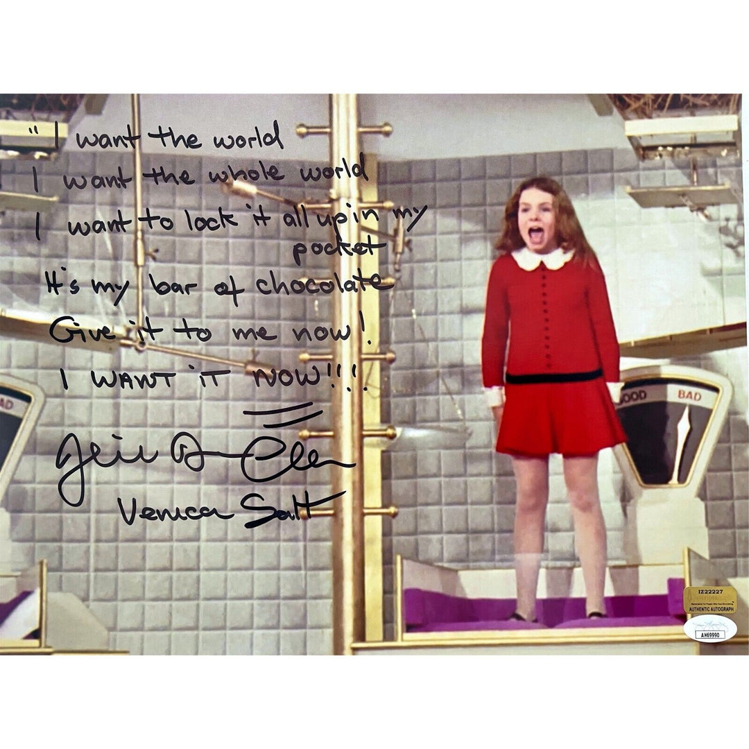 Julie Dawn Cole Signed "I Want It Now" LYRICS Willy Wonka Veruca 11x14 Photo JSA Image 1