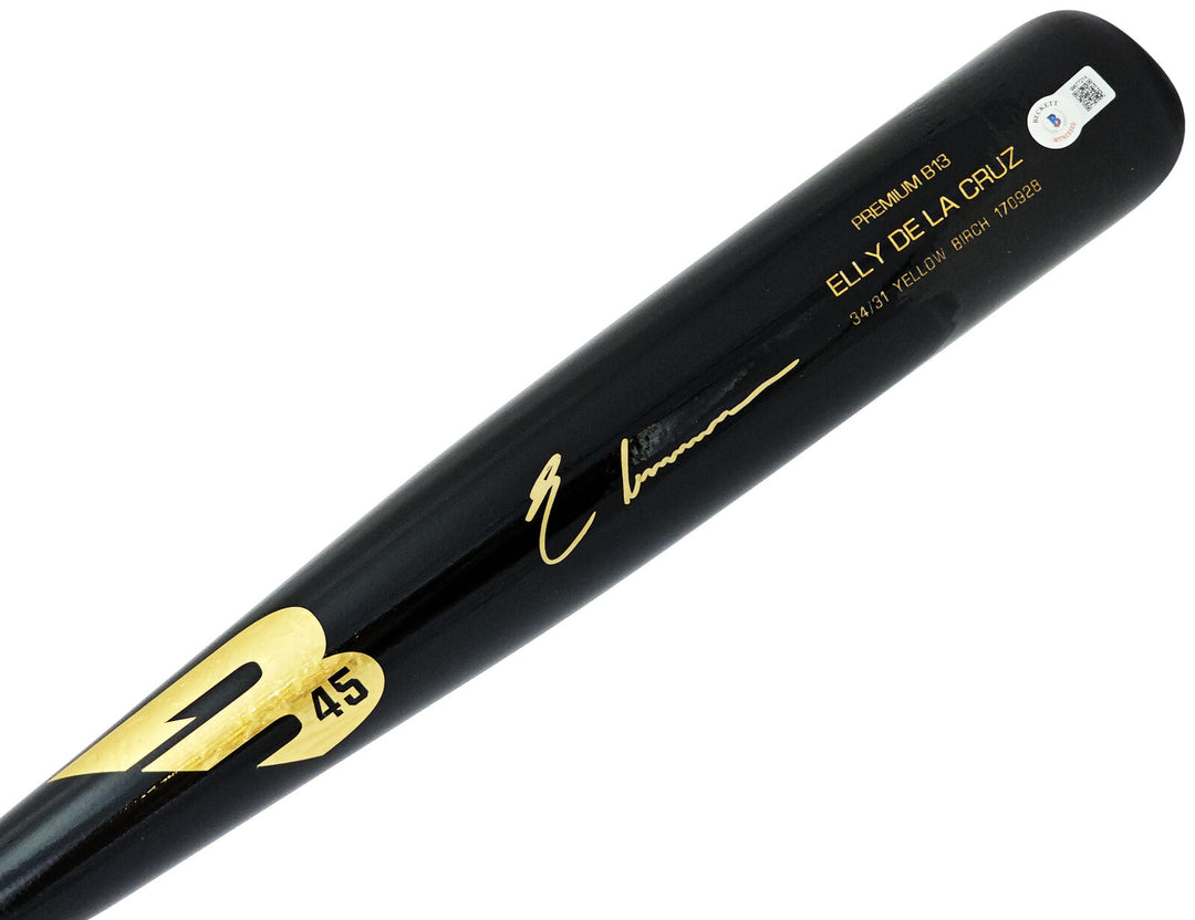 ELLY DE LA CRUZ AUTOGRAPHED BLACK B45 PLAYER MODEL BAT REDS BECKETT WITNESS Image 2