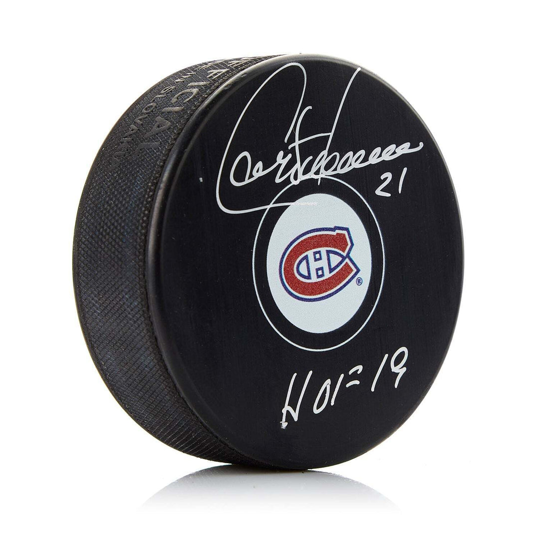 Guy Carbonneau Montreal Canadiens Signed HOF 19 Puck Image 1