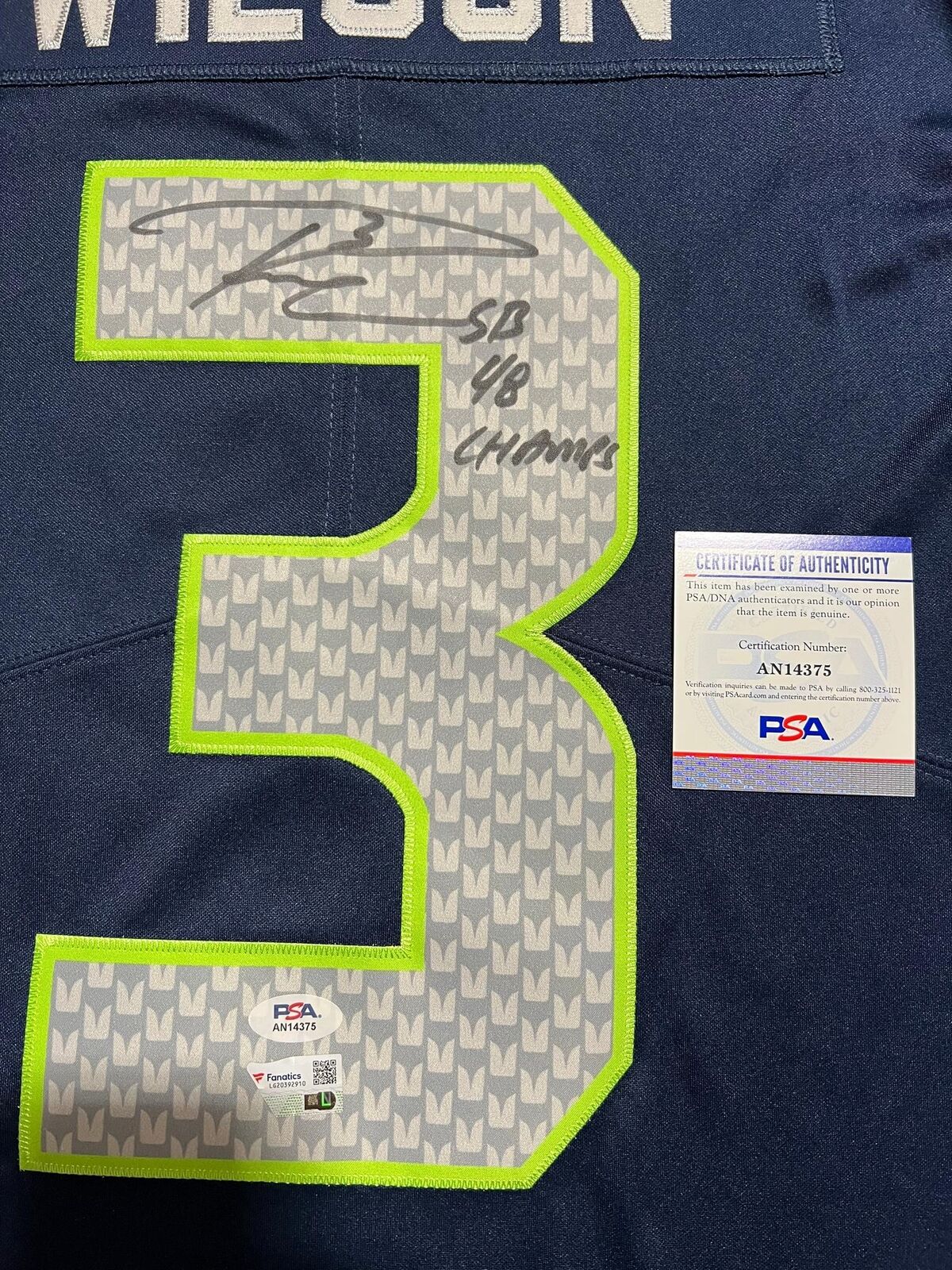 : Russell Wilson Autographed Blue Seahawks Jersey