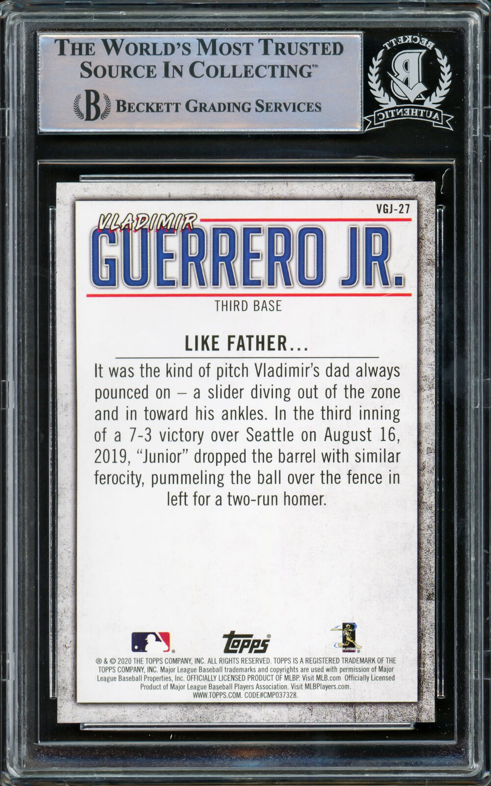 Vladimir Guerrero Jr. Autographed 2020 Topps Highlights Card