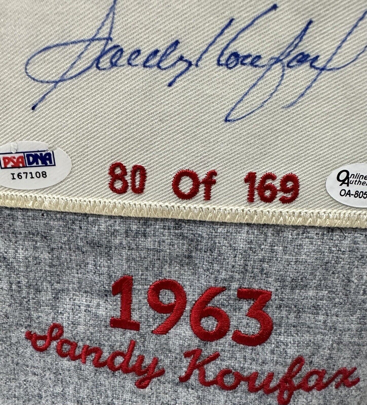 Sandy Koufax Brooklyn Dodgers Autographed Mitchell and Ness 1963