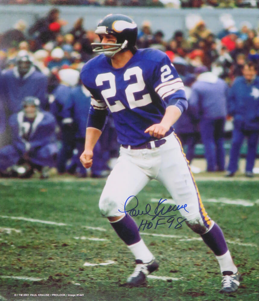 Paul Krause Minnesota Vikings and Hall of Famer Signed and Inscribed  –  CollectibleXchange