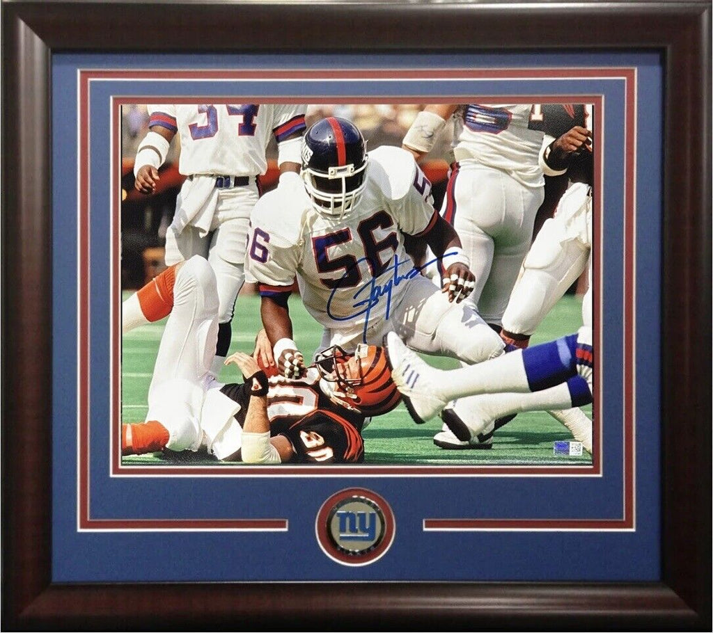 Lawrence Taylor Autographed HOF 99 and Framed Blue Giants Jersey