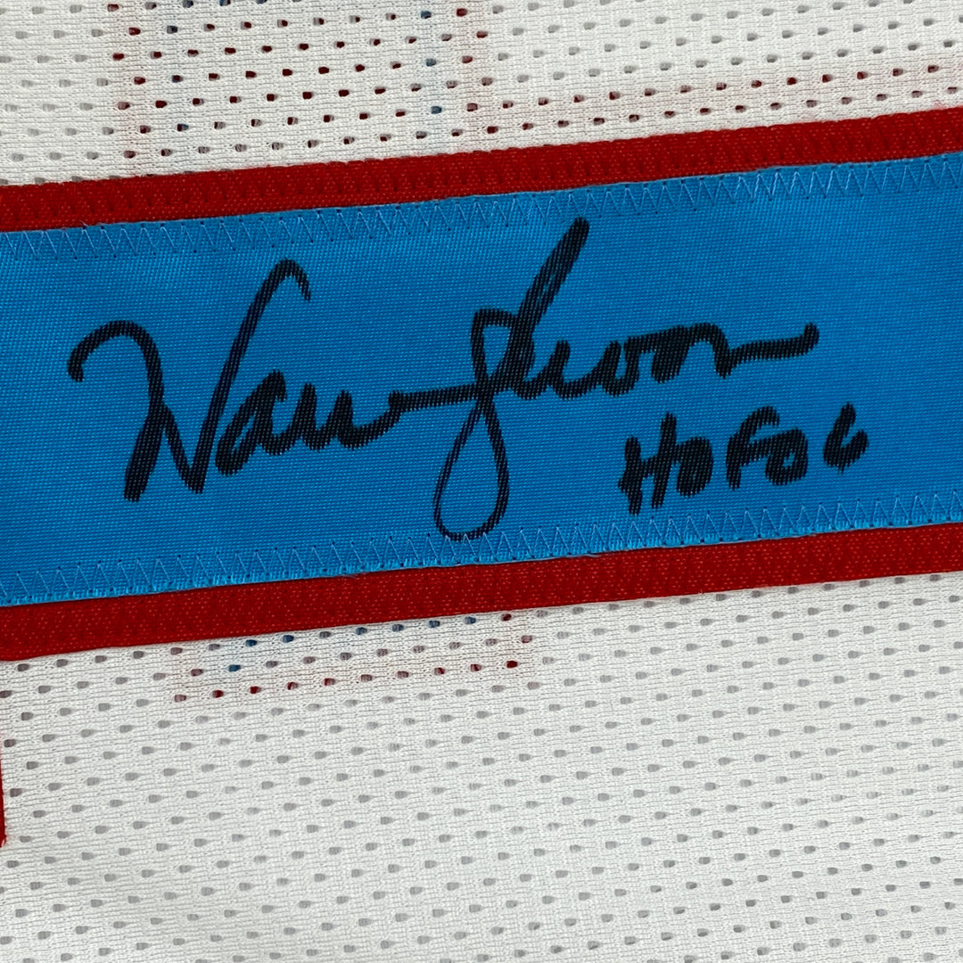 Autographed/Signed Warren Moon HOF 06 Houston White Football Jersey JSA COA Image 3