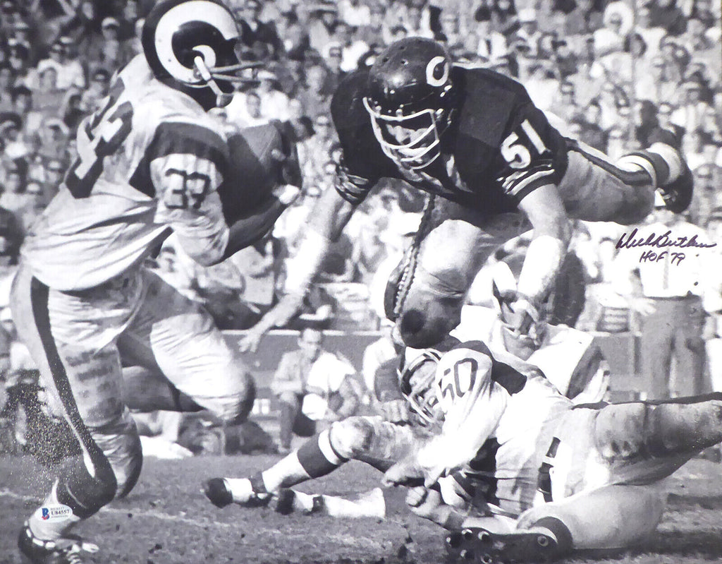 Jim Covert Signed Chicago Bears B&W Action 8x10 Photo