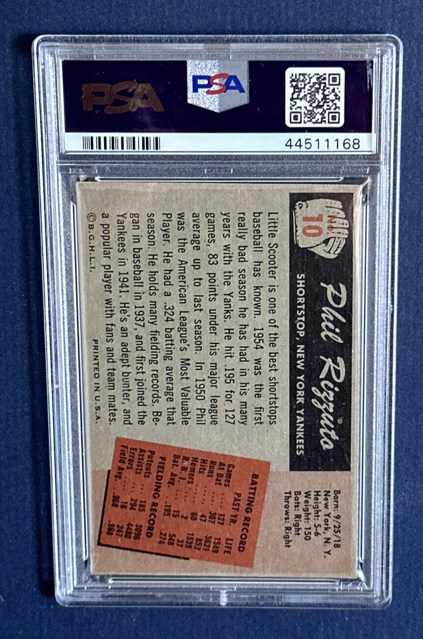 1955 Bowman #10 Phil Rizzuto Psa 8 Mint New York Yankees Hof High