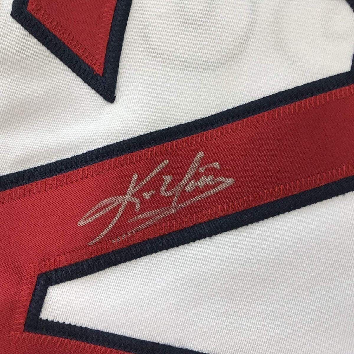 FRAMED Autographed/Signed KEVIN YOUKILIS 33x42 Boston White Jersey JSA COA  Auto