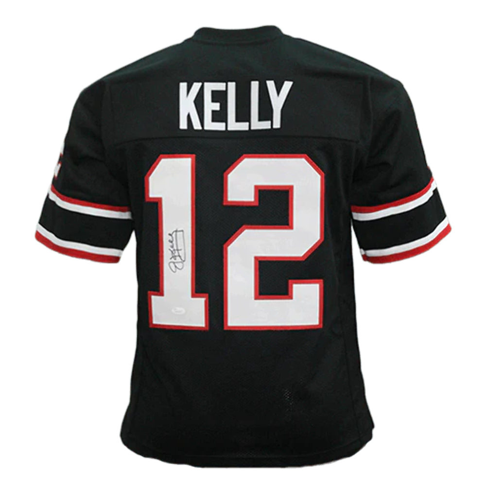 Jim Kelly Gamblers Autographed Football Jersey Black (JSA) Image 1
