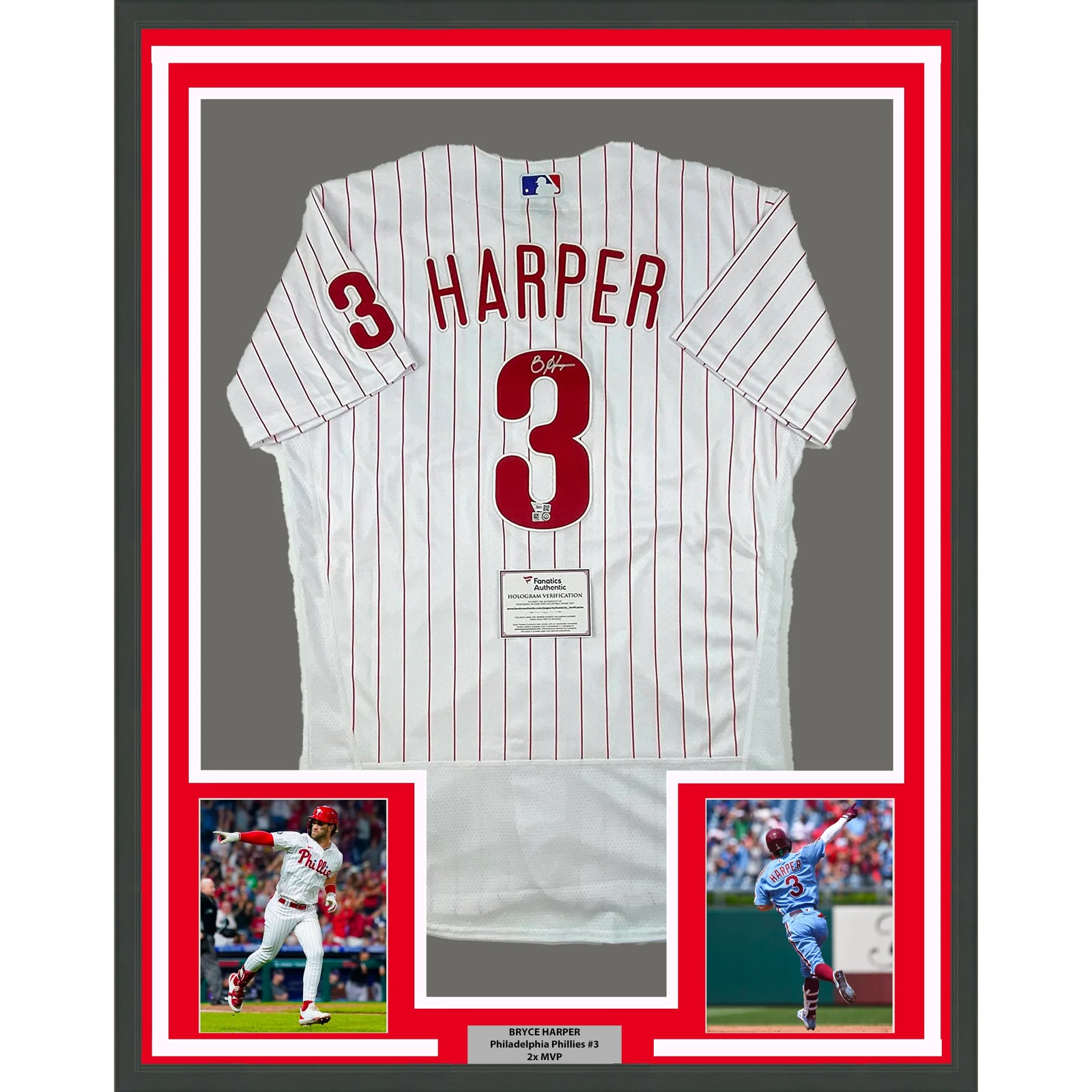 Bryce Harper Signed Framed 16x20 Phillies Cream Jersey Photo Fanatics+MLB