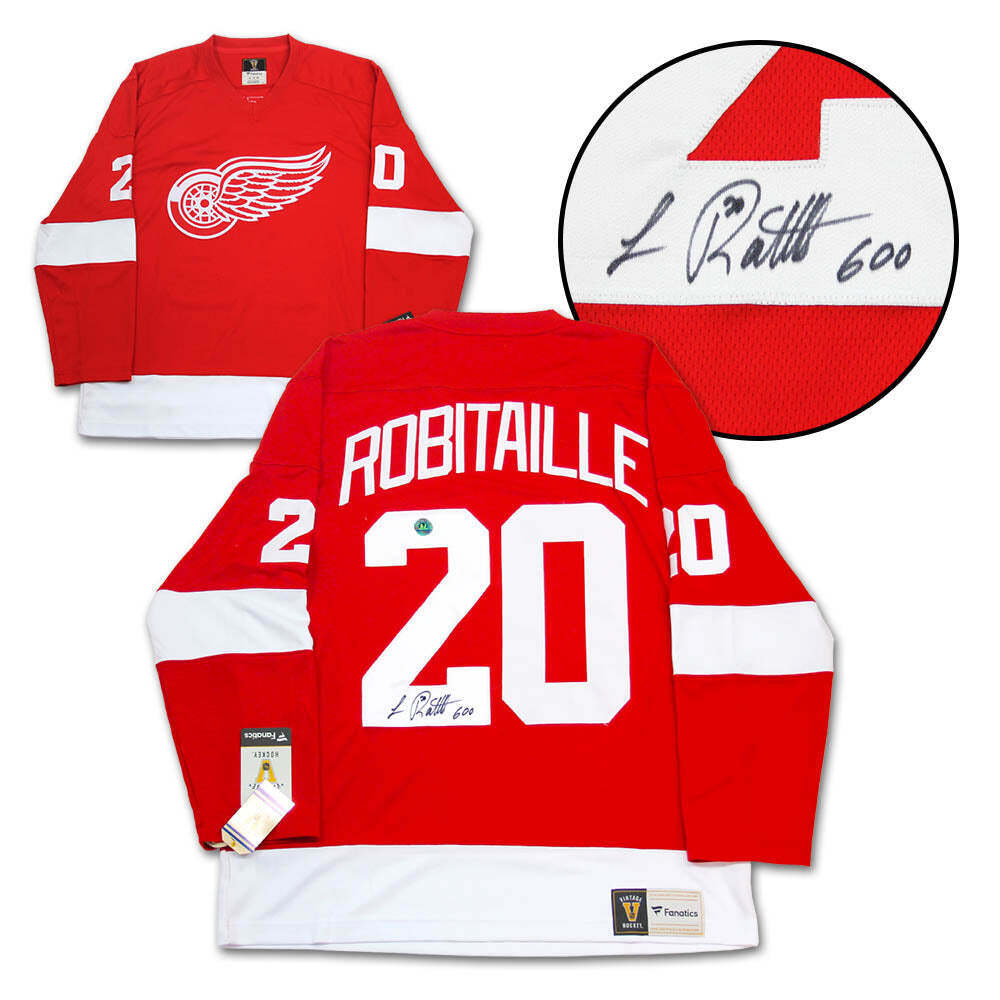 Luc Robitaille Detroit Red Wings Signed 600 Goal Fanatics Retro Jersey Image 1