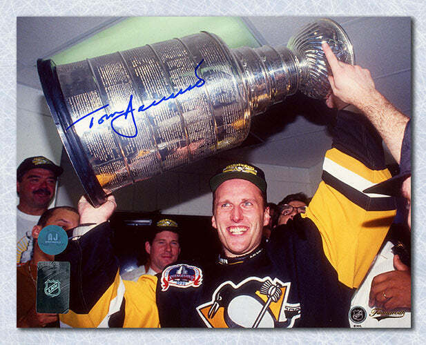 Tom Barrasso Pittsburgh Penguins Autographed Stanley Cup 8x10 Photo Image 1