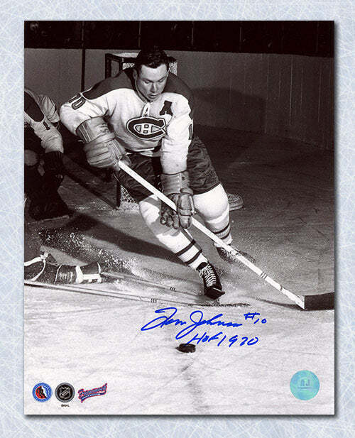 Tom Johnson Montreal Canadiens Autographed Black & White Action 8x10 Photo Image 1