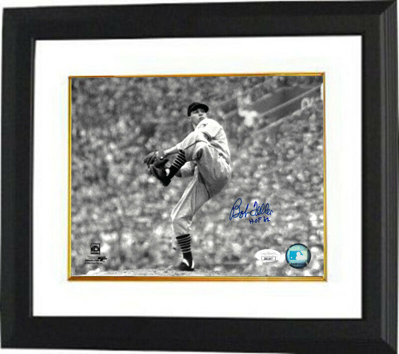 Bob Feller signed Cleveland Indians MLB Cooperstown 8x10 Photo Framed HOF 62-JSA Image 1
