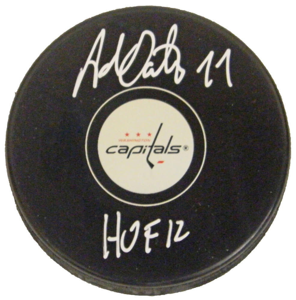 Adam Oates Signed Washington Capitals Logo Hockey Puck w/HOF 12 Image 1