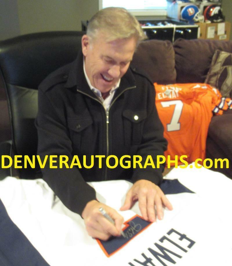 John Elway Autographed/Signed Denver Broncos  Size XL  White Jersey BAS 22888 Image 4