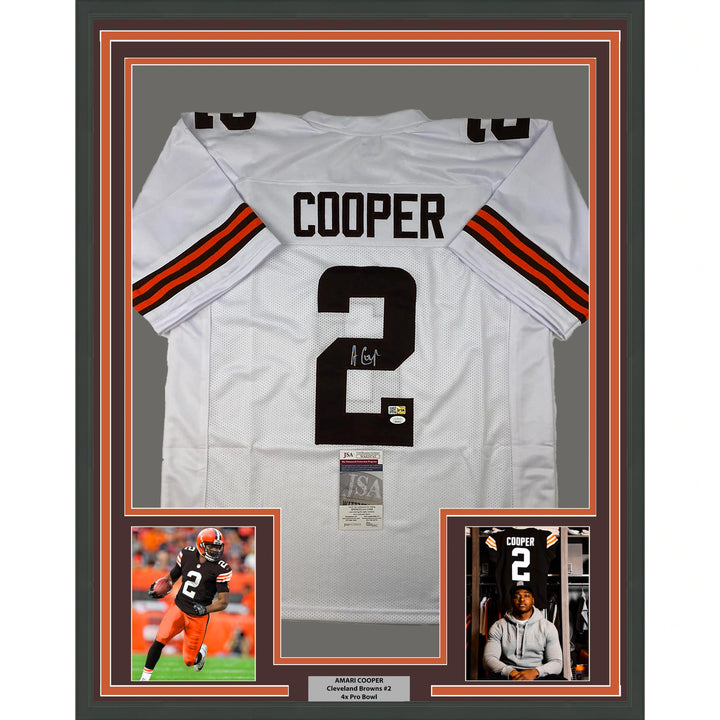 Framed Autographed/Signed Amari Cooper 33x42 Cleveland White Jersey JSA COA Image 1