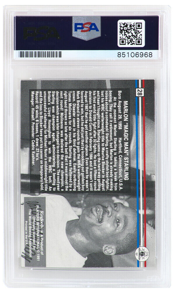 Marlon Starling Signed 1991 Ringlords Boxing Trading Card #28 - (PSA Slabbed) Image 2