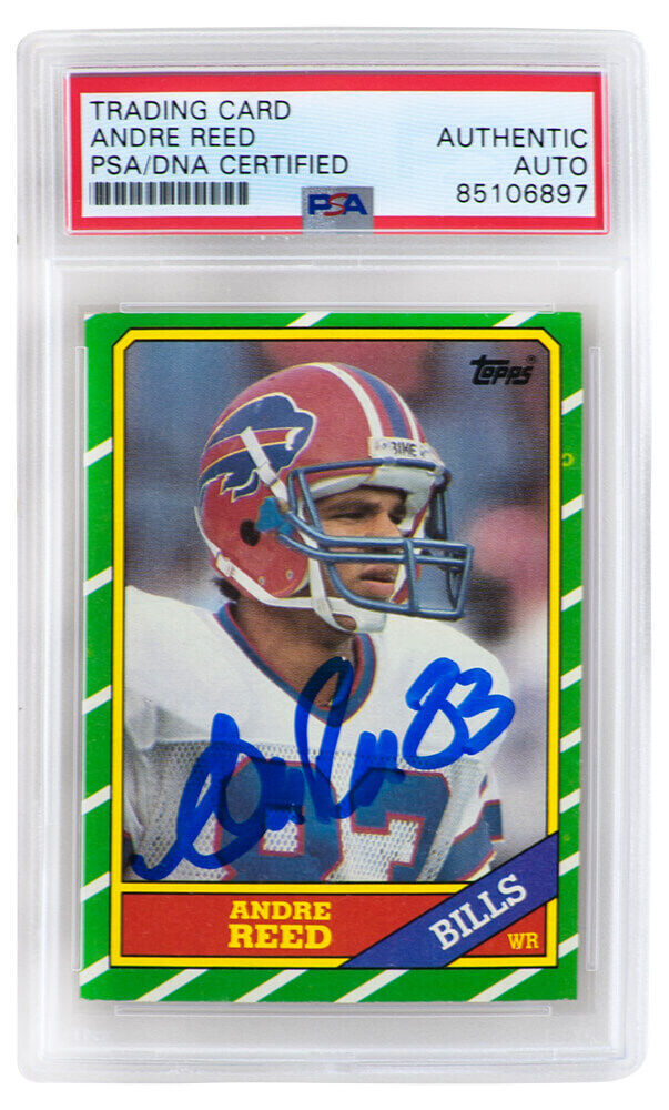 Andre Reed Signed Bills 1986 Topps Rookie Football Card #388 - (PSA Slabbed) Image 1