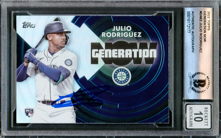 Julio Rodriguez Autographed 2022 Topps Generation Now RC Gem 10 Auto Beckett Image 1
