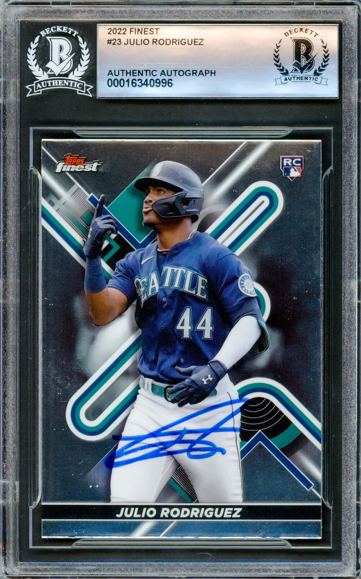 Julio Rodriguez Autographed 2022 Topps Finest RC Mariners Beckett 16340996 Image 1