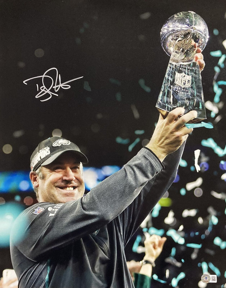 Coach Doug Pederson Signed 16x20 Philadelphia Eagles Super Bowl 52 Photo BAS ITP Image 1