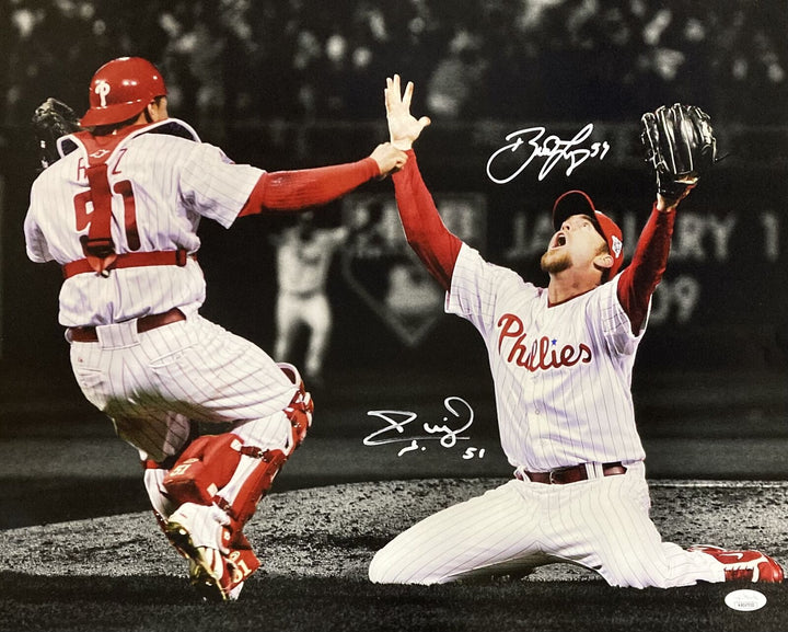 Brad Lidge Carlos Ruiz Signed 16x20 Philadelphia Phillies 2008 WS Photo JSA ITP Image 1