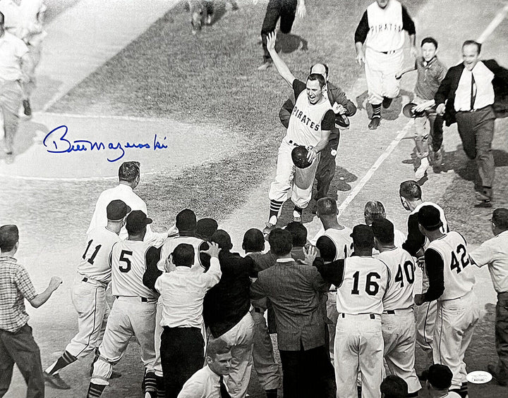 Bill Mazeroski Signed 16x20 Pittsburgh Pirates Celebration Baseball Photo JSA Image 1