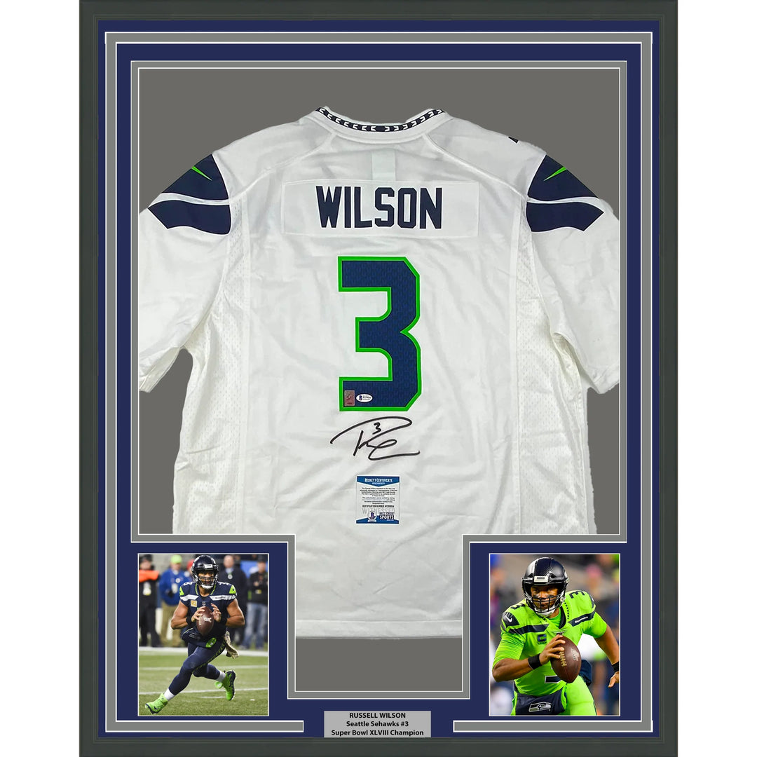 Framed Autographed/Signed Russell Wilson 33x42 Seahawks Authentic Jersey BAS COA Image 1