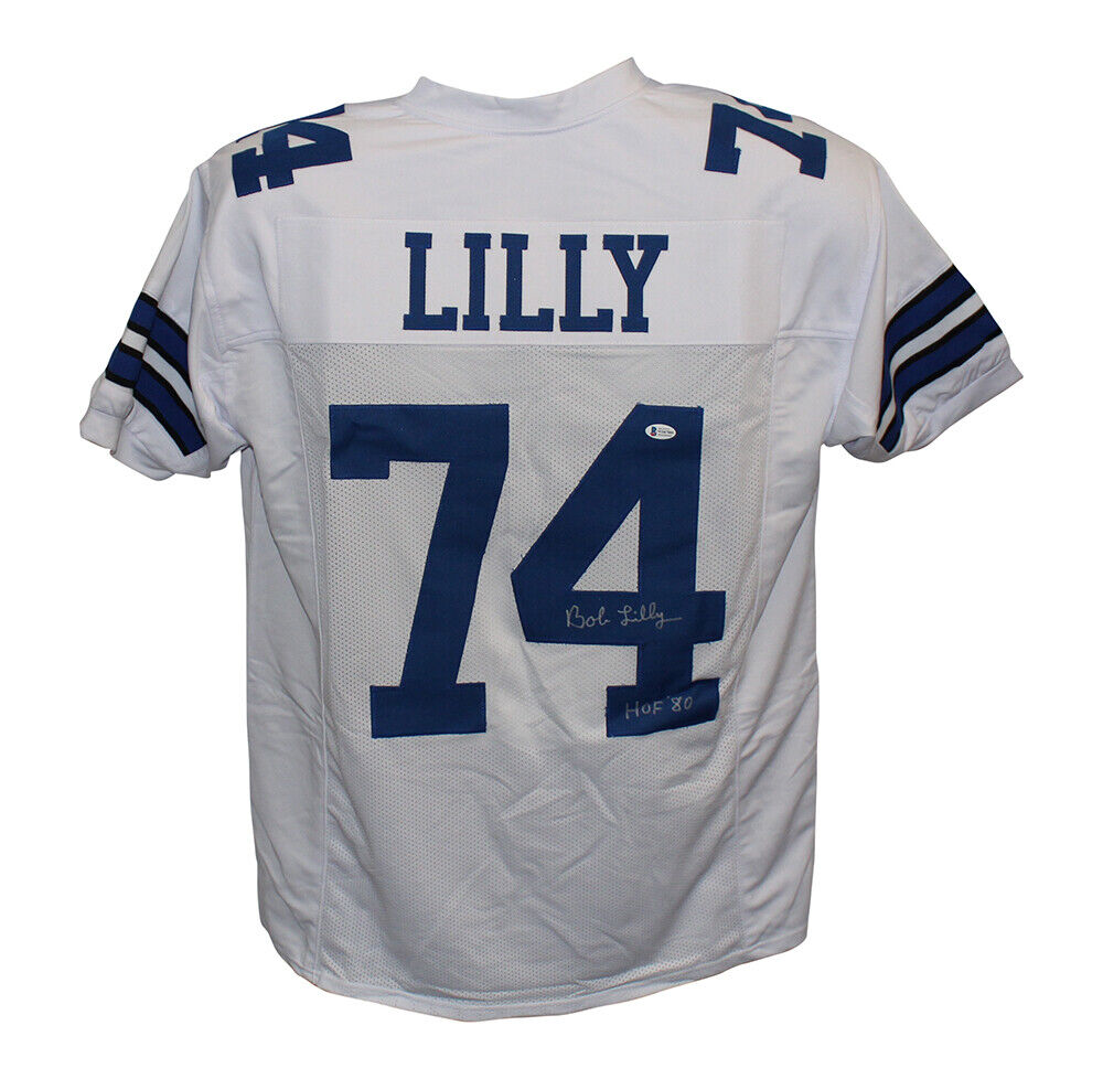 Bob Lilly Autographed/Signed Pro Style White XL Jersey HOF BAS 30623 Image 1