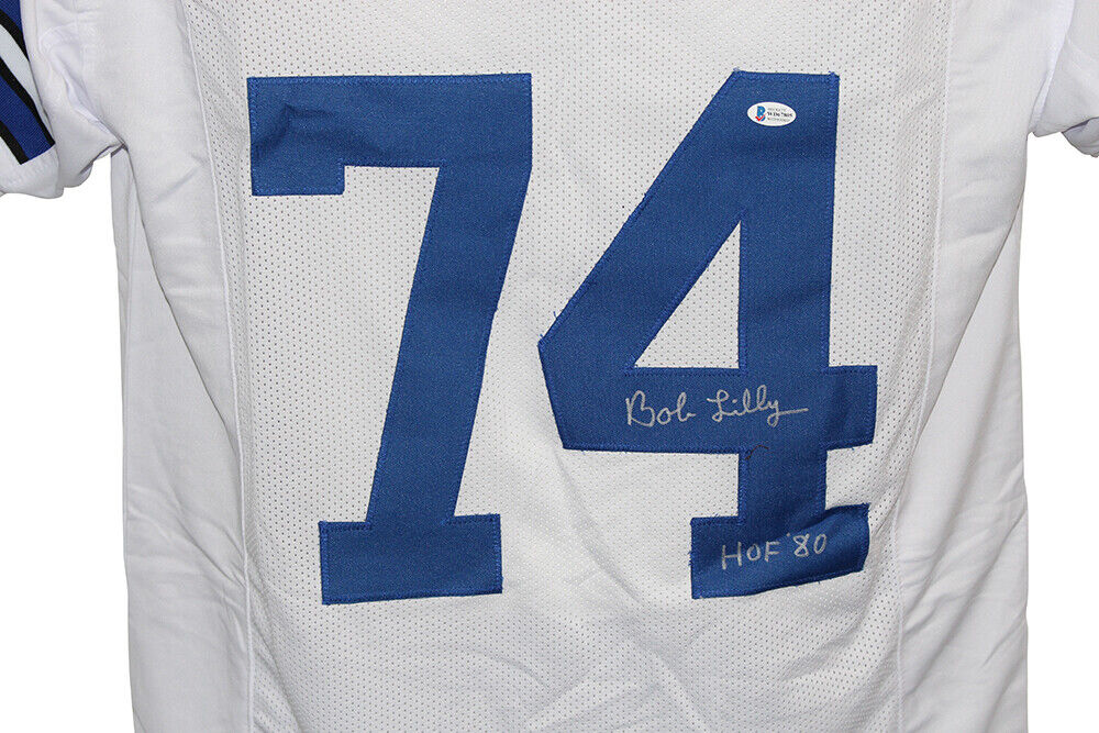 Bob Lilly Autographed/Signed Pro Style White XL Jersey HOF BAS 30623 Image 2