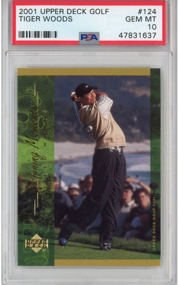 Graded 2001 Upper Deck Golf TIGER WOODS #124 Rookie RC Golf Card PSA 10 Gem Mint Image 1