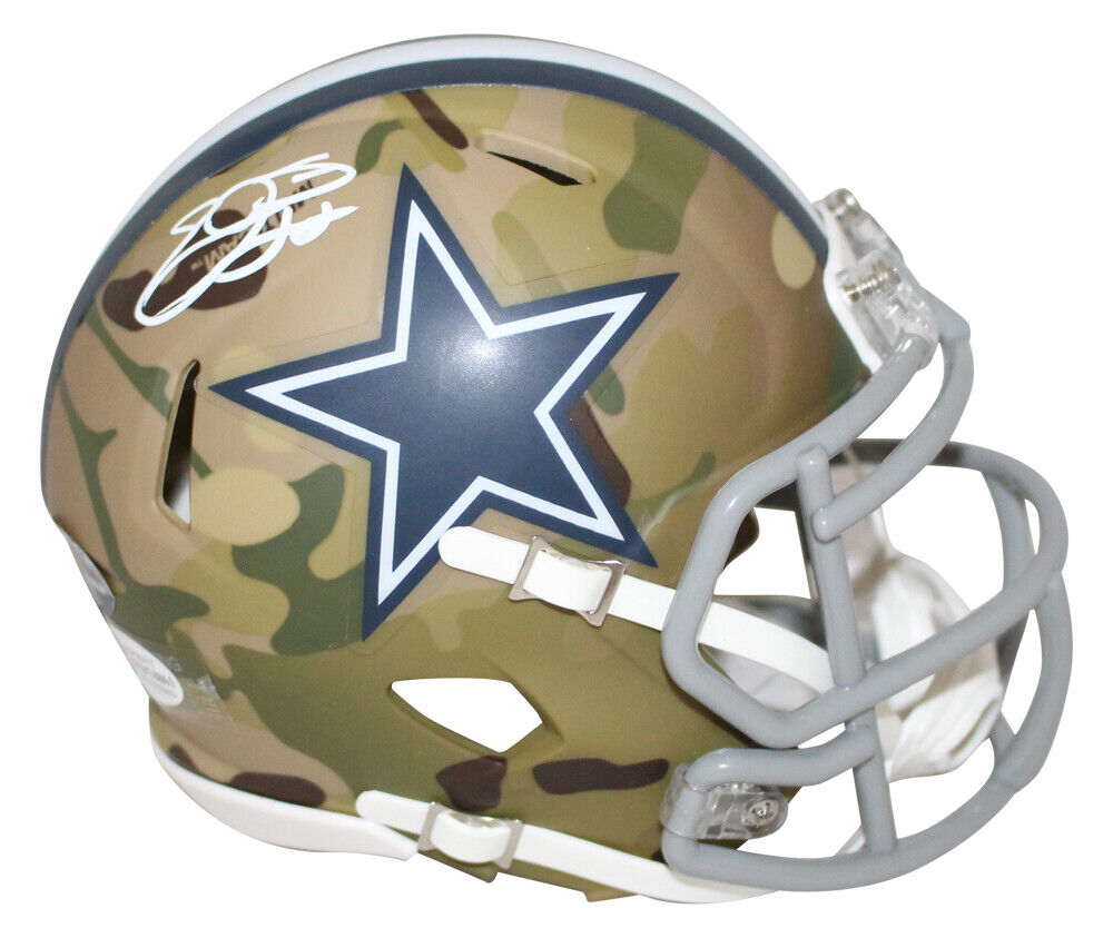 Emmitt Smith Autographed/Signed Dallas Cowboys Camo Mini Helmet BAS 31363 Image 1