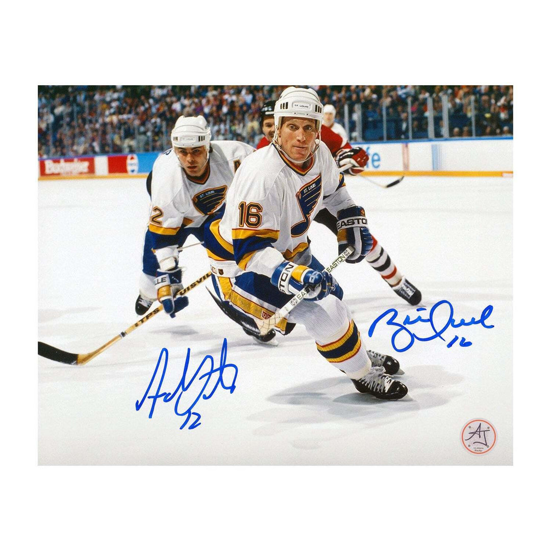 Brett Hull & Adam Oates Dual Signed St Louis Blues Hockey 8x10 Photo Image 1