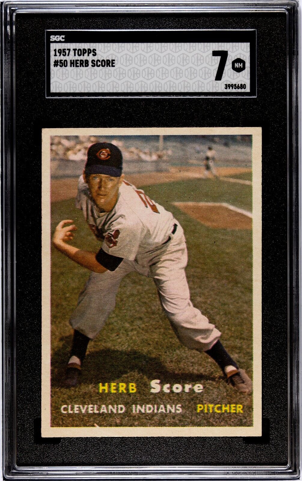 Herb Score 1957 Topps Baseball Card #50- SGC Graded 7 NM (Cleveland Guardians) Image 1