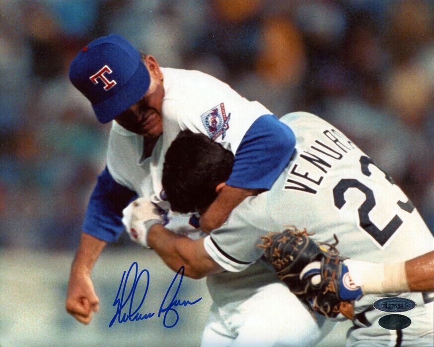 Nolan Ryan Signed Autographed Texas Rangers 8x10 Photo Ventura Fight TRISTAR COA Image 1