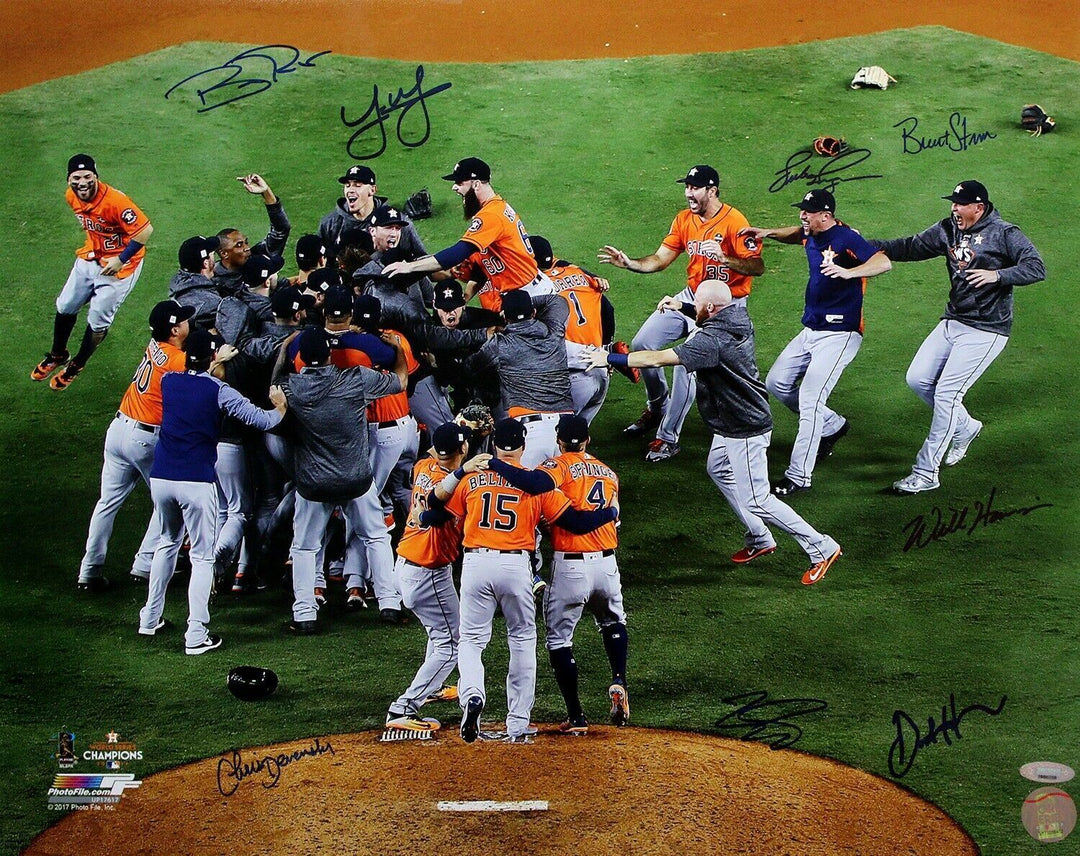 Houston Astros Signed 2017 World Series Champions 16x20 Photo - 8 Sigs TRISTAR Image 1
