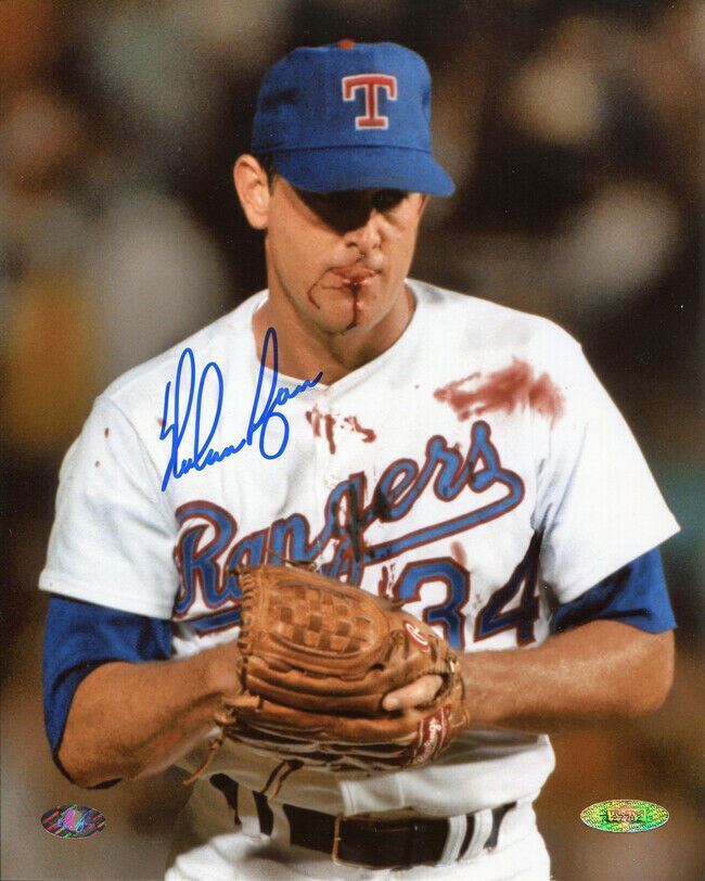 Nolan Ryan Signed Autographed Texas Rangers Bloody Lip 8x10 Photo TRISTAR COA Image 1