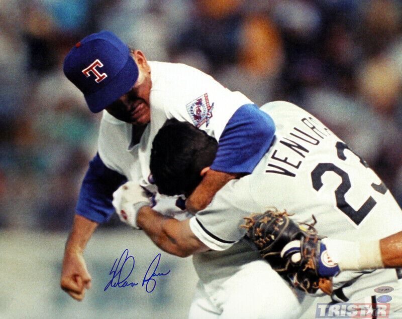 Nolan Ryan Signed Autographed Texas Rangers 16x20 Photo - Ventura Fight TRISTAR Image 1