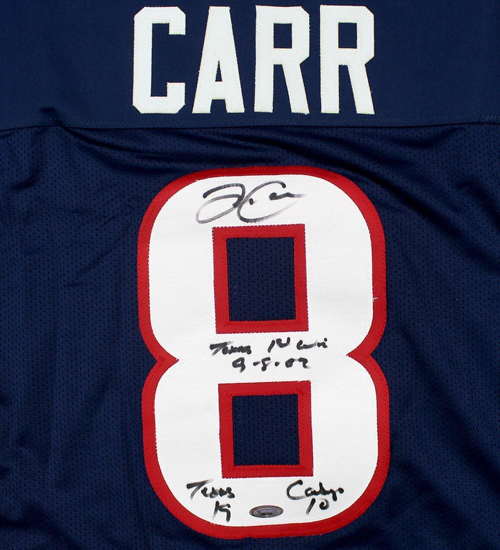 David Carr Signed Houston Texans Custom Jersey Inscribed Texans 1st Win TRISTAR Image 2