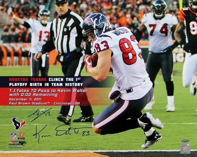 T.J. Yates & Kevin Walter Signed Autographed Houston Texans 16x20 Photo TRISTAR Image 1