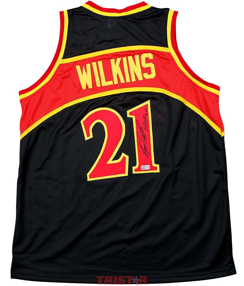 Dominique Wilkins Autographed Atlanta Hawks Black Custom Jersey HOF 06 TRISTAR Image 1