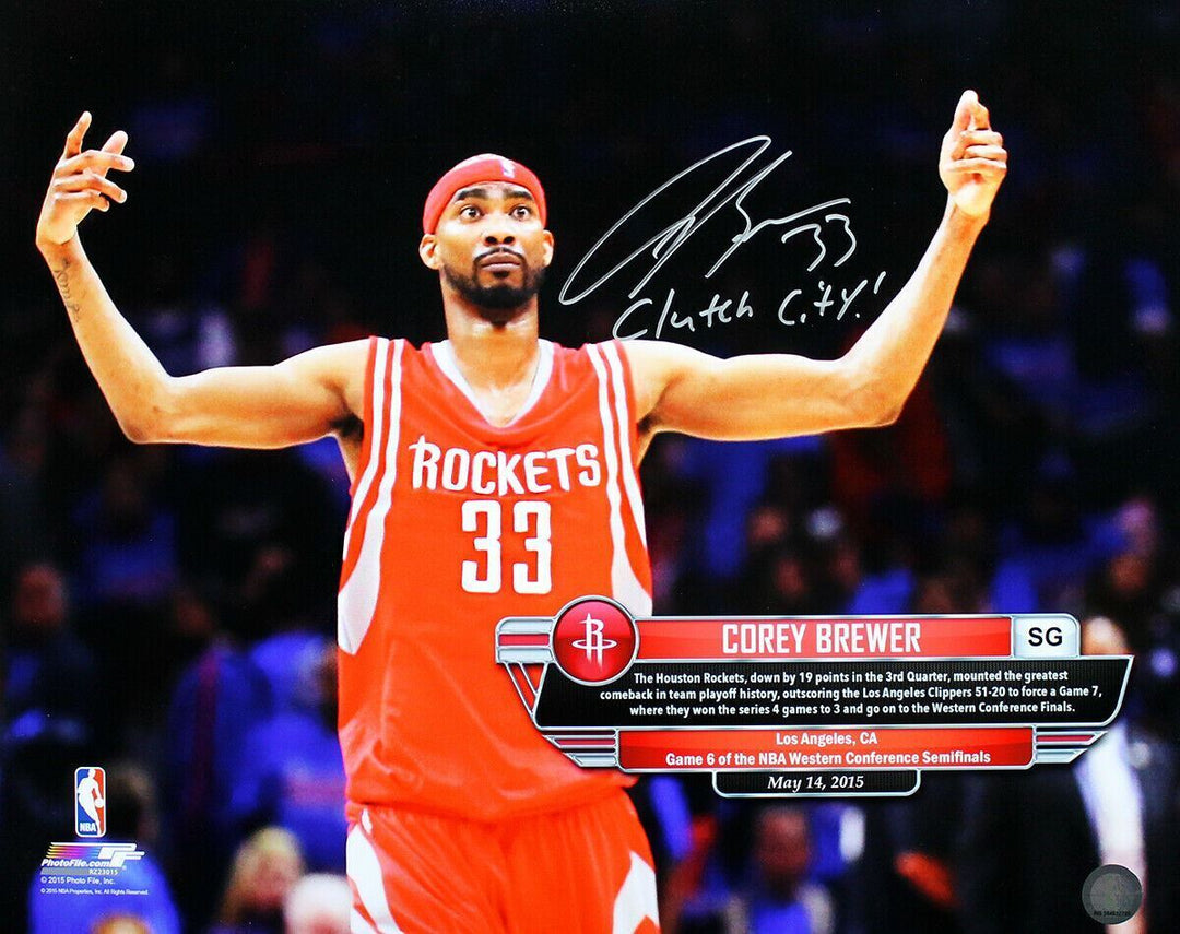 Corey Brewer Signed Autographed Houston Rockets 16x20 Photo Clutch City! TRISTAR Image 1